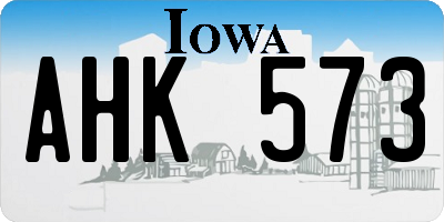IA license plate AHK573