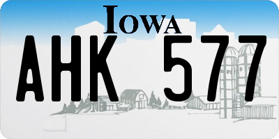 IA license plate AHK577