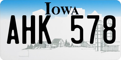 IA license plate AHK578