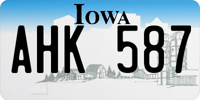 IA license plate AHK587