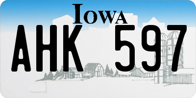 IA license plate AHK597