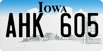 IA license plate AHK605