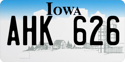 IA license plate AHK626