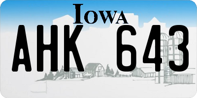 IA license plate AHK643