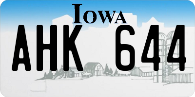 IA license plate AHK644
