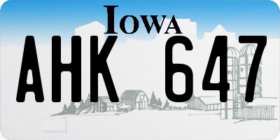 IA license plate AHK647