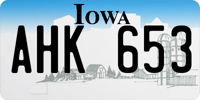IA license plate AHK653