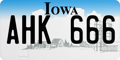 IA license plate AHK666