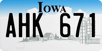 IA license plate AHK671