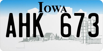 IA license plate AHK673