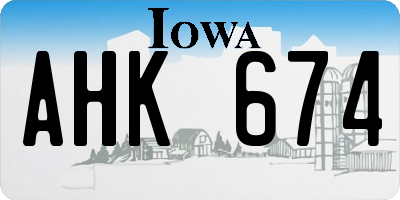 IA license plate AHK674