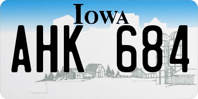 IA license plate AHK684