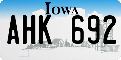 IA license plate AHK692