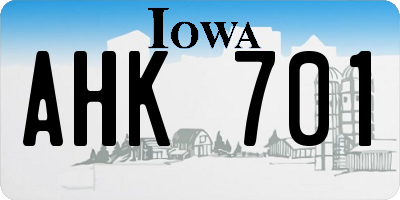 IA license plate AHK701