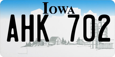 IA license plate AHK702