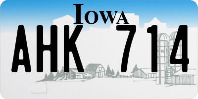 IA license plate AHK714