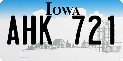 IA license plate AHK721