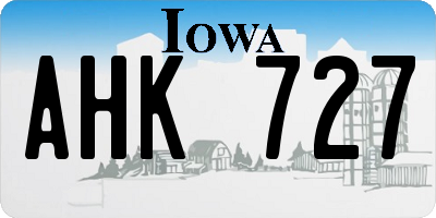 IA license plate AHK727