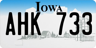 IA license plate AHK733