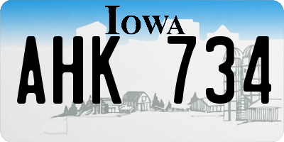 IA license plate AHK734