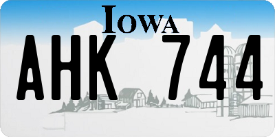 IA license plate AHK744
