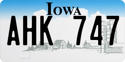 IA license plate AHK747