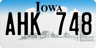 IA license plate AHK748