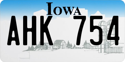IA license plate AHK754