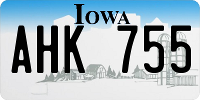 IA license plate AHK755