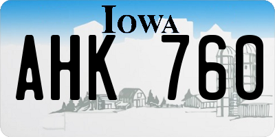 IA license plate AHK760