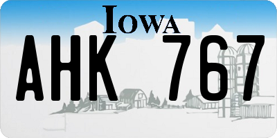 IA license plate AHK767