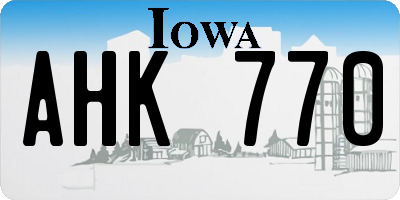 IA license plate AHK770