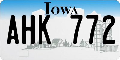 IA license plate AHK772
