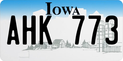 IA license plate AHK773