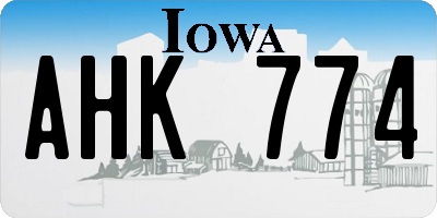 IA license plate AHK774