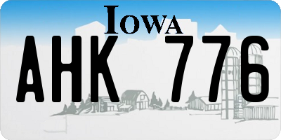 IA license plate AHK776