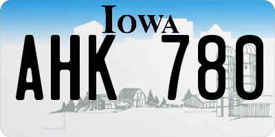 IA license plate AHK780