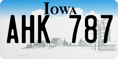 IA license plate AHK787