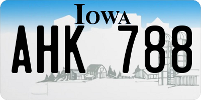 IA license plate AHK788
