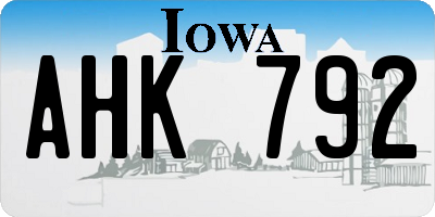 IA license plate AHK792