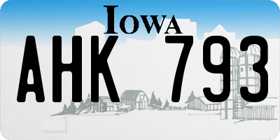IA license plate AHK793