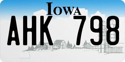 IA license plate AHK798