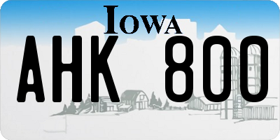 IA license plate AHK800