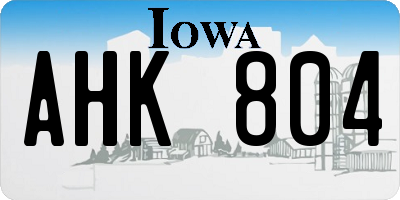 IA license plate AHK804