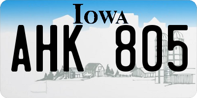 IA license plate AHK805