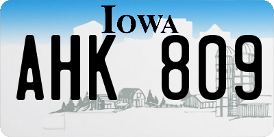 IA license plate AHK809