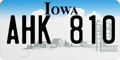 IA license plate AHK810