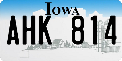 IA license plate AHK814