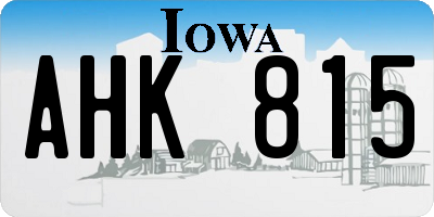 IA license plate AHK815