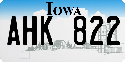 IA license plate AHK822